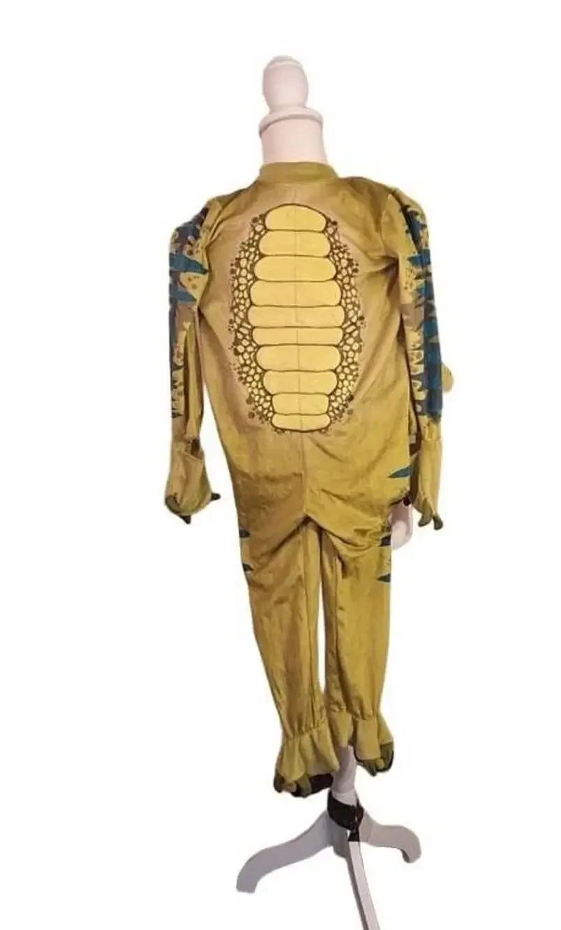 Spirit Halloween Kids Dinosaur Costume Jumpsuit Tail Claws Green Yellow 5-6T